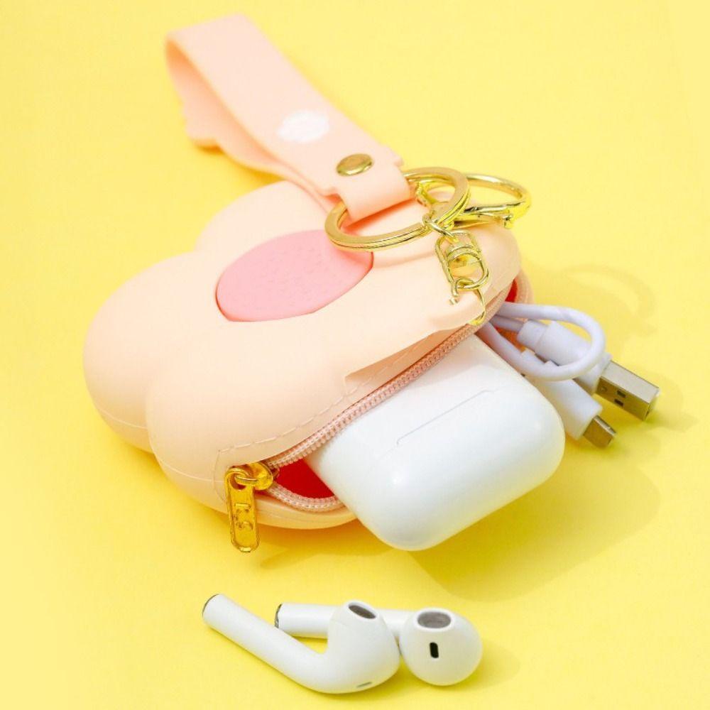 HOBBYIN กระเป๋าสตางค์ซิลิโคน รูปดอกไม้ ล้างทําความสะอาดได้ พร้อมพวงกุญแจ สําหรับใส่เหรียญ และจุกนมเด็ก