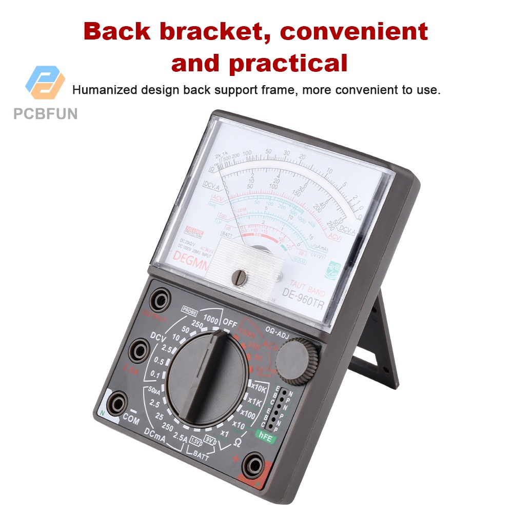 Pcbfun มัลติมิเตอร์ Dc Ac Ac Analogue Meter De - 960 Tr มัลติเทสเตอร์ต้านทานโวลต์ปัจจุบันโอห์ม