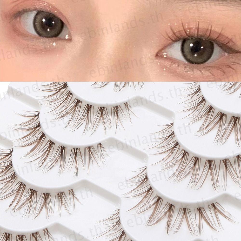 Ebinlands ขนตาปลอมแฟชั่น สีน้ําตาล ดูเป็นธรรมชาติ คอสเพลย์มังงะ สไตล์ญี่ปุ่น สําหรับผู้หญิง 10 คู่