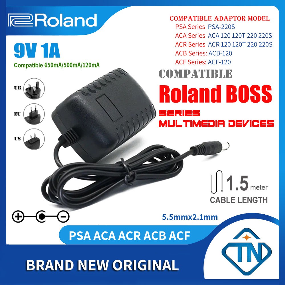 อะแดปเตอร์พาวเวอร์ซัพพลาย 9V AC DC PSA-220S ACA ACR สําหรับ BOSS Roland DB-90 DB-66 DB-88 DB-90 Dr.Beat Rhythm Machine FC-200 FC-300 FC-50 MIDI