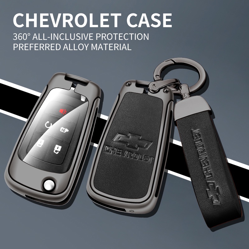 เคสกุญแจรีโมทรถยนต์ แบบหนัง ผสมสังกะสี พับได้ สําหรับ Chevrolet Aveo Trax Cruze Spark Sonic Epica Lova Camaro Impala Malibu Sail Orlando Flip Remote Fob