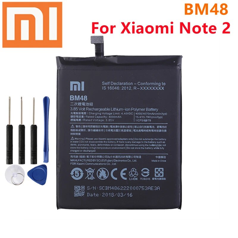 BM48 4070MAh แบตเตอรี่สำหรับ Xiaomi Mi หมายเหตุ2หมายเหตุ2 Note2 BM48โทรศัพท์คุณภาพสูงแบตเตอรี่ทดแทน + เครื่องมือ