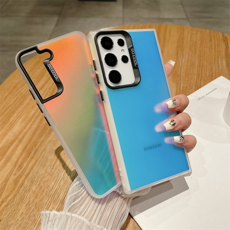 เคสโทรศัพท์มือถือ ไล่โทนสีรุ้ง หรูหรา สําหรับ Samsung S23 FE S22 S21 S20 Plus Note 20 Ultra A14 A24 A54 A34 A13 A22 A51 A52 A53 A52s A71 A72 A73 S21 FE 5G