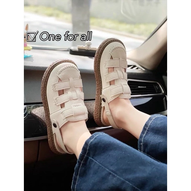 One for all พร้อมส่งจากไทย NEW TX507 รองเท้าแตะรัดส้นหัวโตสไตล์ญี่ปุ่น พื้นหนา3cm หนังนุ่มใส่สบาย