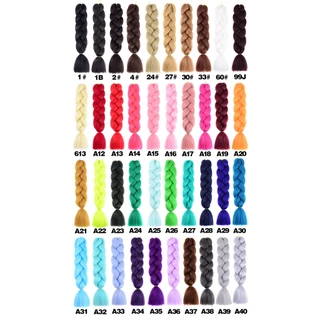 🌈แฮร์พีชผมเปีย ไหมถักผม สีล้วน 40 เฉดสี ไหมหนัก หนา ยาว 60cm 100g ++ (พร้อมส่งจากไทย)