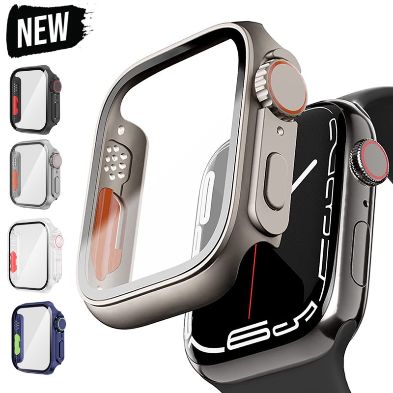 เคสกระจกนิรภัยอัพเกรด สําหรับ Apple Watch 8/7 45/41 มม. และ iWatch 8/7/6/5/4 44/40 มม. รุ่นอัลตร้า 49 มม.