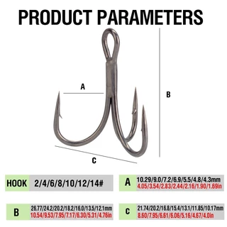 Mustad 2# 4# 6# 8# 10# 12# 14# ตะขอตกปลา เหล็กคาร์บอน 3X สีเงิน อุปกรณ์เสริม 10 ชิ้น