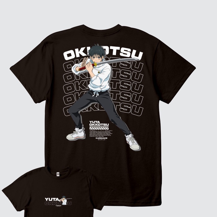 เสื้อยืดพิมพ์ลาย Anime JUJUTSU KAISEN YUTA OKKUTSU V2 Kaos Anime - Karimake - V1 HITAM S-5XL