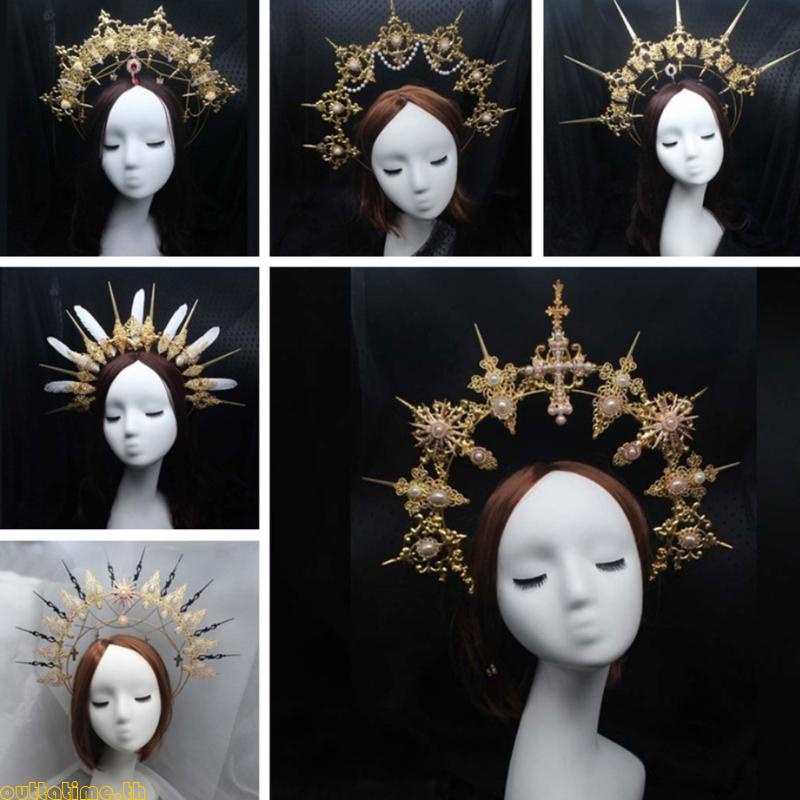 Time Gothic Lolita Tiara ที่คาดผมมงกุฎ สไตล์วินเทจ DIY สําหรับวันฮาโลวีน