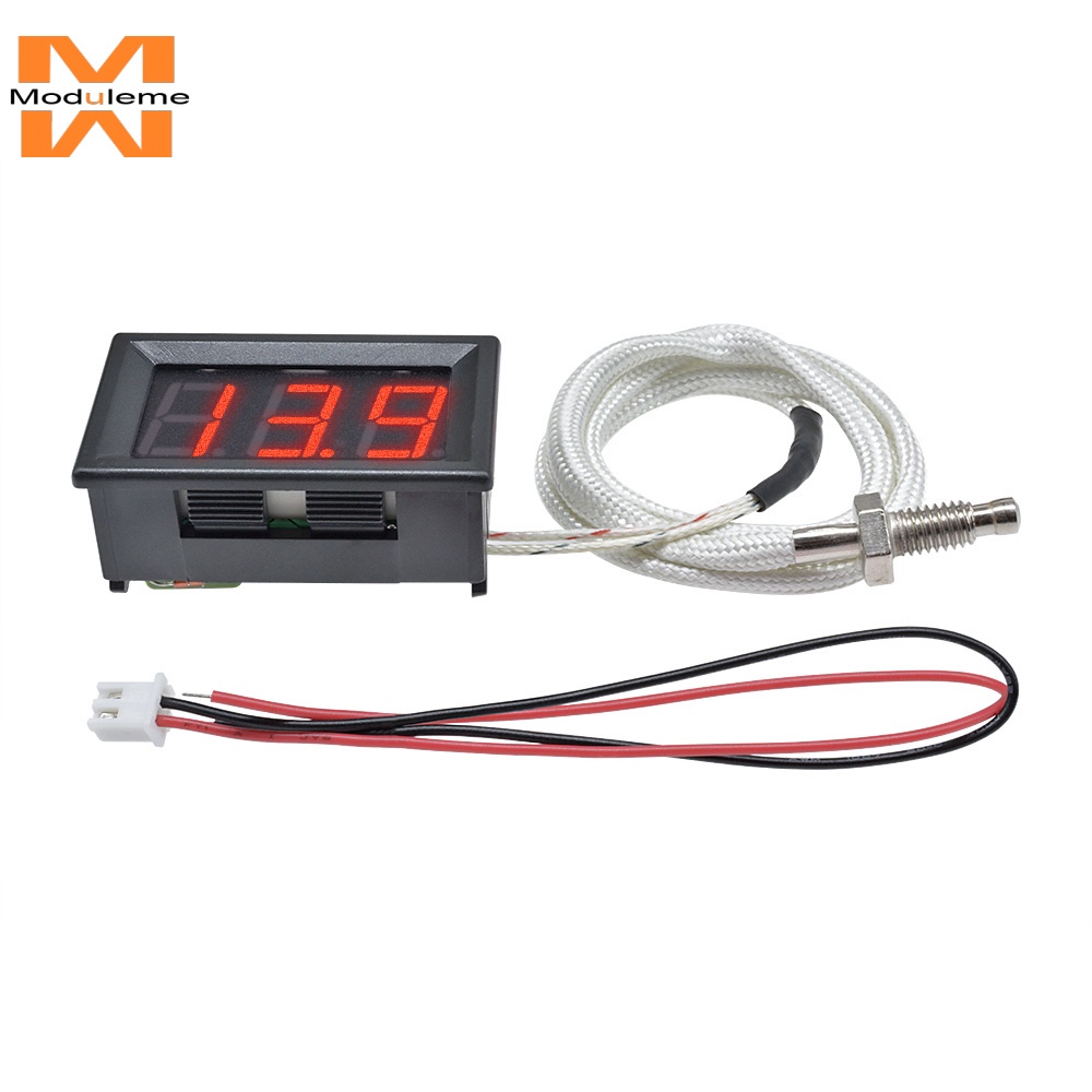 เครื่องวัดอุณหภูมิดิจิทัล 12V จอแสดงผล LED พร้อมเซนเซอร์อุณหภูมิเทอร์โมคัปเปิล ชนิด K M6 เกรดอุตสาหกรรม