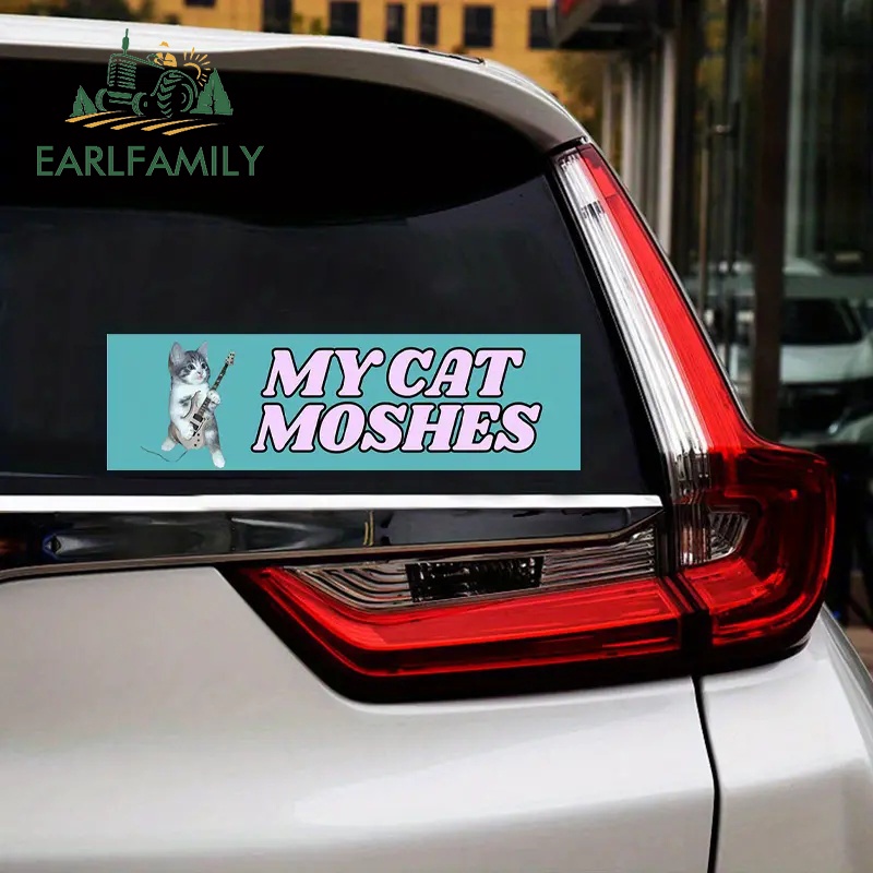 EARLFAMILY 13 ซม.x 3.7 ซม.My Cat Moshes สติกเกอร์รถการ์ตูน Slap Windows Scratch-Proof Decal แล็ปท็อป