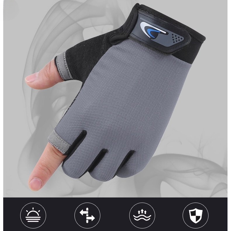 1 คู่ Anti-Slip Breathable ตกปลาถุงมือสองนิ้วมือตัดตกปลาขี่จักรยานถุงมือ Pesca ฟิตเนสปลาคาร์พตกปลา Comofortable ถุงมือ