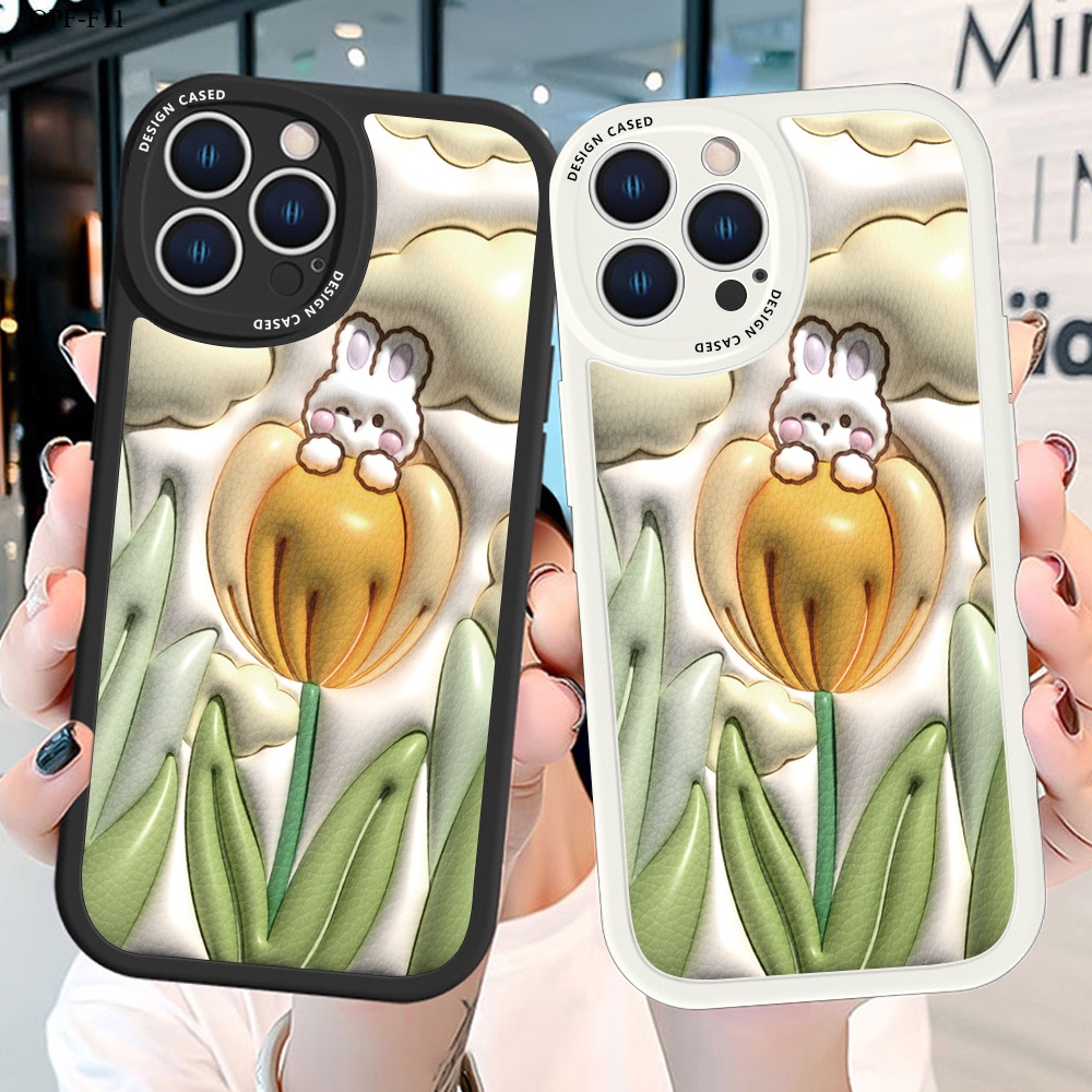 OPPO F11 F9 เคสออปโป้ สำหรับ Case Shockproof Silicone Cartoon Stereoscopic Flower Rabbit เคสโทรศัพท์ Lambskin Shockproof Cover