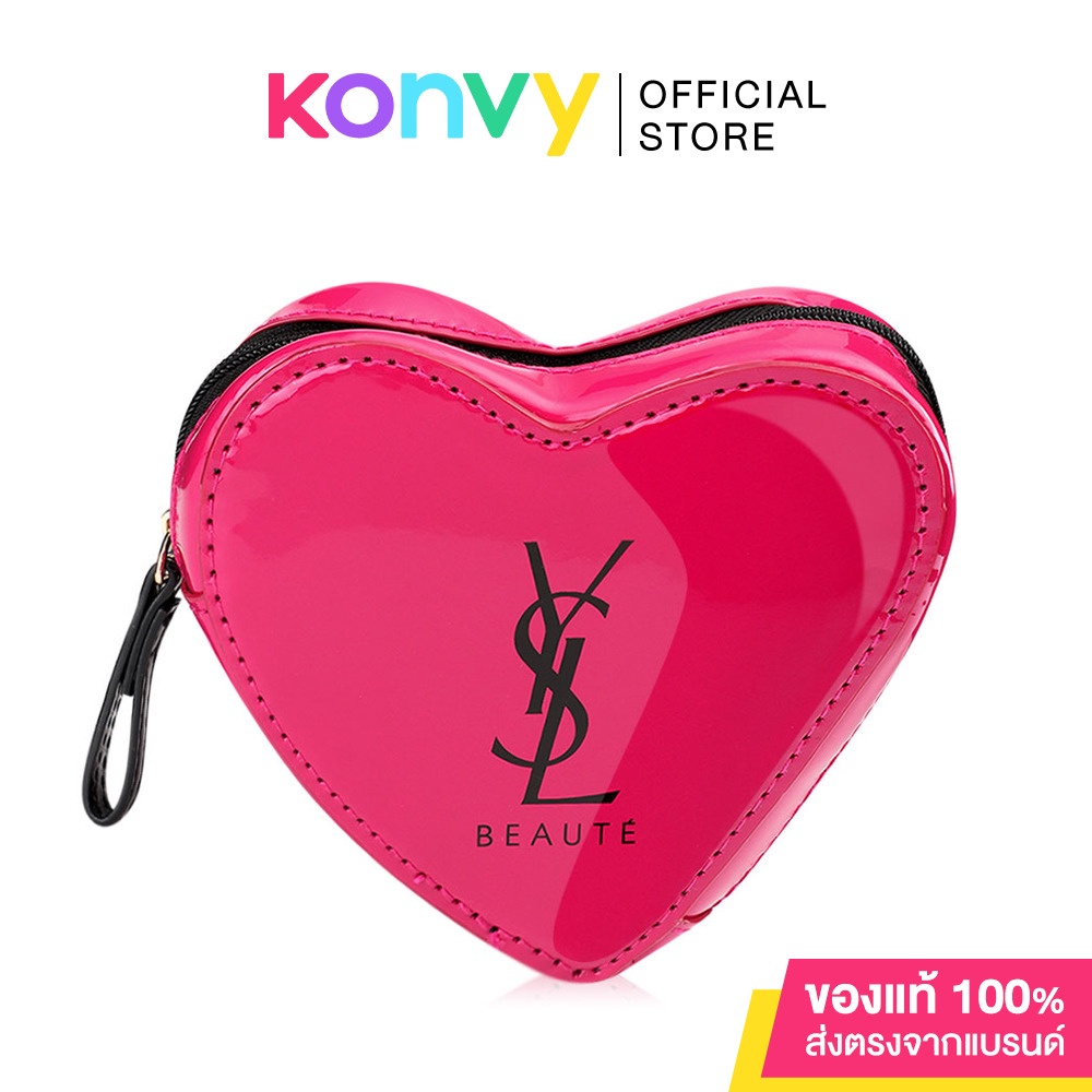 YSL Beaute Heart Bag & Mirror วายเอสแอล กระเป๋าอเนกประสงค์สีชมพูรูปหัวใจ มาพร้อมกับกระจกขนาดแบบพกพา.