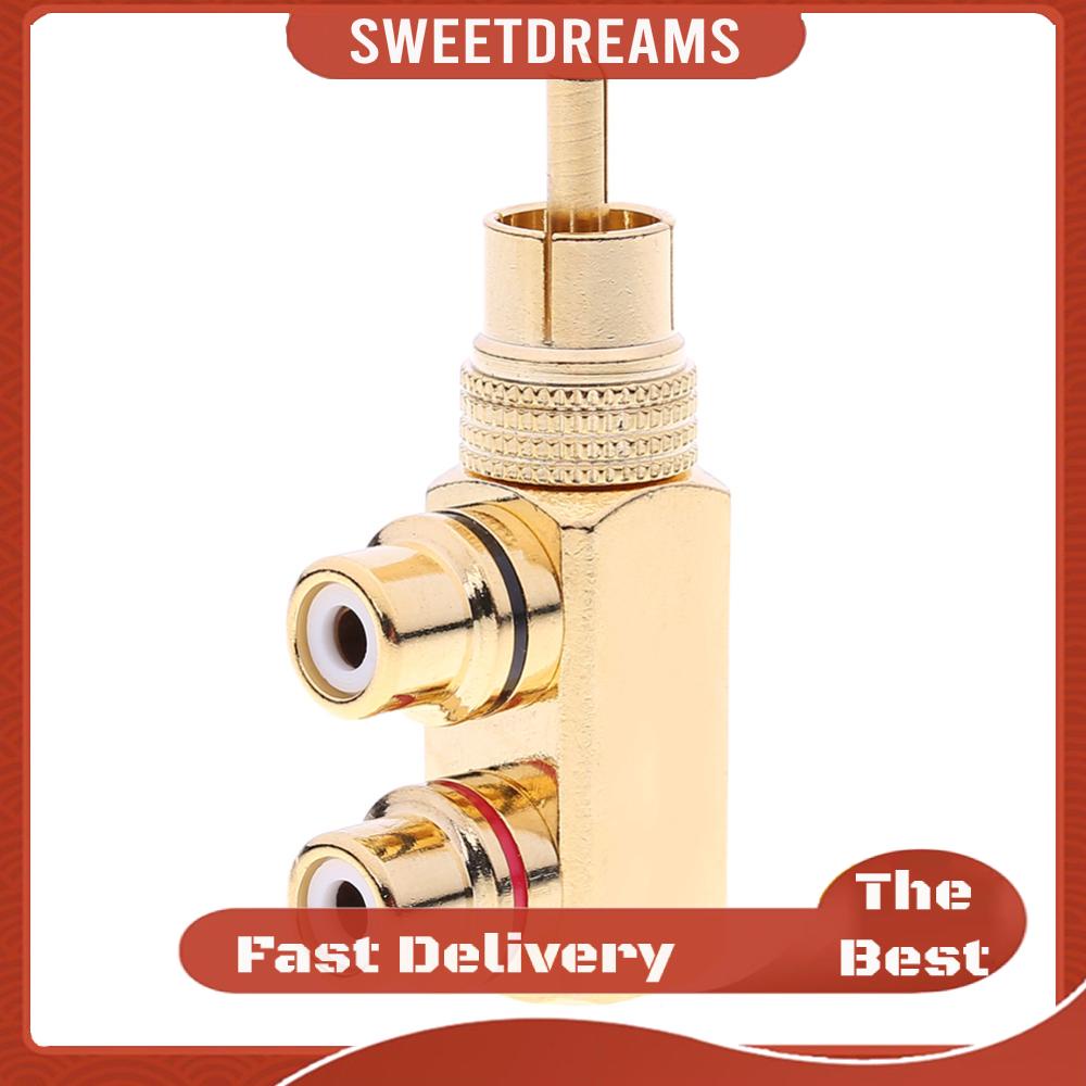 [Sweet] อะแดปเตอร์เชื่อมต่อ RCA 1 Male to 2 Female AV Audio Video Splitter