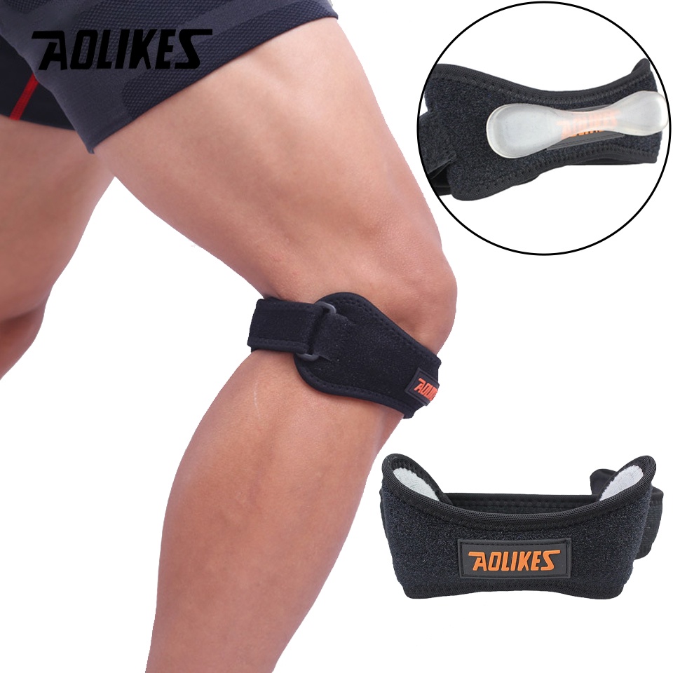 Aolikes สายรัดเข่า ซิลิโคน กีฬา ฟิตเนส เข็มขัดรั้ง เอ็น แผ่นกระดูกสะบ้า รองรับวิ่ง บาสเก็ตบอล กระดูกสะบ้า ปรับได้ ยาม