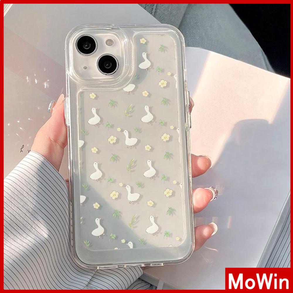 Mowin - เข้ากันได้สำหรับ 15 เคสไอโฟน11 เคส iphone 11 เคส 15 pro max เคส iPhone เคสใสเคส TPU โปร่งใสปุ่มชุบไฟฟ้าน่ารักดอกไม้เป็ดเข้ากันได้กับ 14 13 12 XR XS 7Plus 8 PLUS