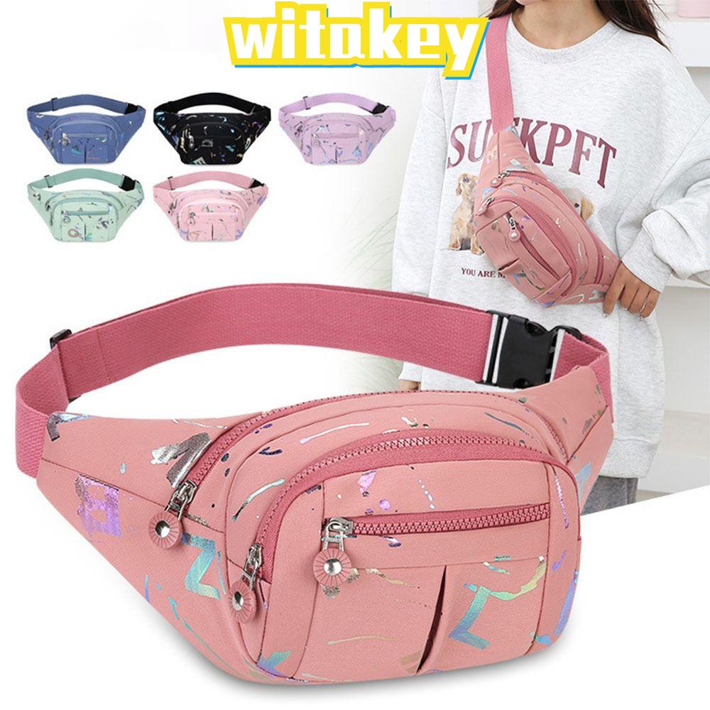 Witakey กระเป๋าคาดเอว กระเป๋าคาดอกลําลอง น้ําหนักเบา กันน้ํา พิมพ์ลายตัวอักษร เหมาะกับการพกพาเล่นกีฬา
