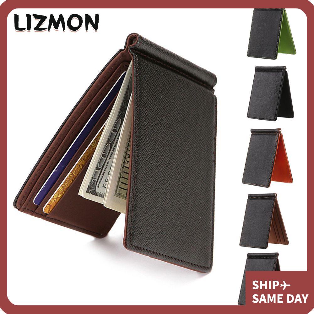 Lizmon กระเป๋าสตางค์ แบบบาง พับได้ ใส่บัตรเครดิตได้ แฟชั่นสําหรับผู้ชาย