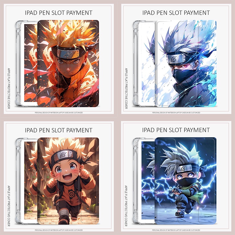 Uzumaki เคส ลายการ์ตูนนารูโตะ Hatake Kakashi พร้อมช่องใส่ปากกา สําหรับ iPad air4 5 mini4 5 6 iPad 10.2 gen7 8 9 2022 pro11 gen10