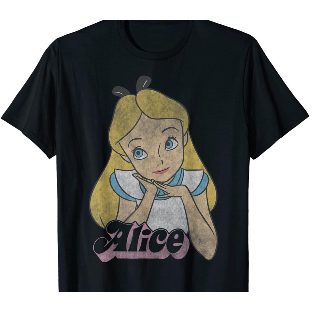 2023  เสื้อยืดผู้หญิงสีพื้น Disney Alice In Wonderland Alice Simple Portrait T-Shirt sale  Alice In 