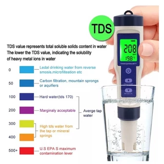 ครื่องวัดคุณภาพน้ำ 5 in 1 EC TDS PH SALT TEMP meter เครื่องวัด ph ในน้ํา วัดความเค็ม วัดเกลือเจือจาง วัดความเค็มน้ำประปา