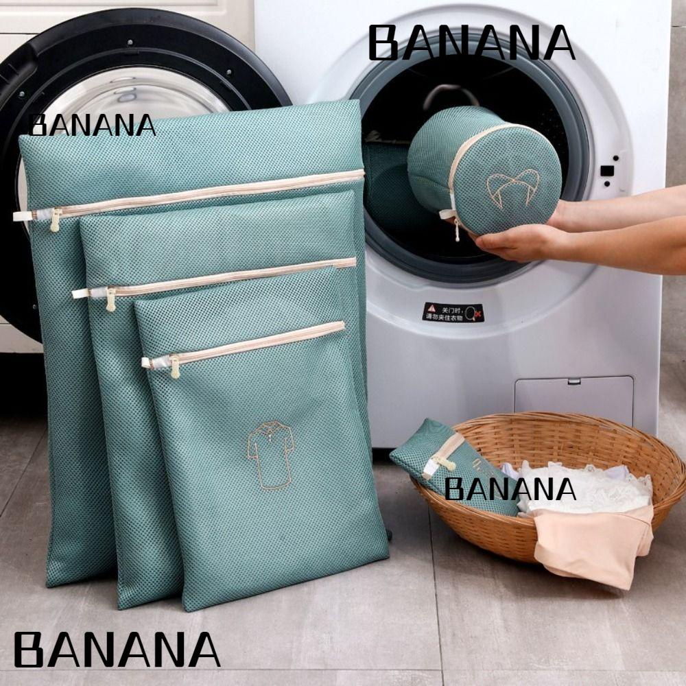 Banana1 ถุงซักผ้า ซักผ้า|ถุงเท้า ชุดชั้นใน สองชั้น ขนาดใหญ่ จุของได้เยอะ แบบพกพา ปักลาย สําหรับซักชุดชั้นใน