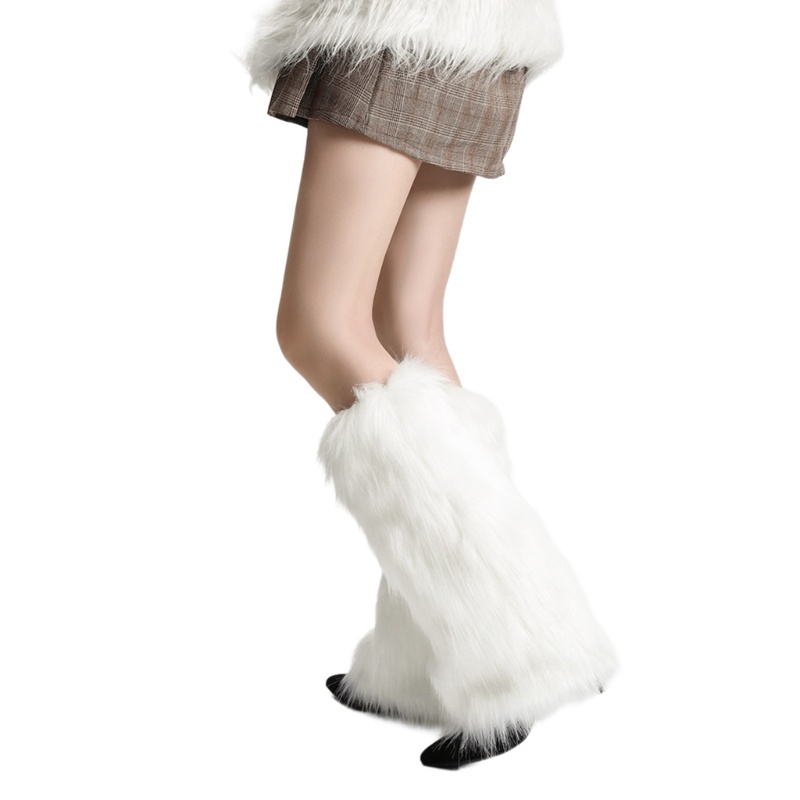 Nan Y2K Furs ขาอุ่นฤดูหนาว Furry ยาว Boot Cuffs Fuzzy รองเท้า Party เครื่องแต่งกาย