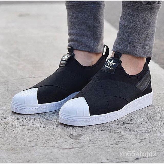 Adidas Superstar รองเท้าสลิปออน สีดํา 100%