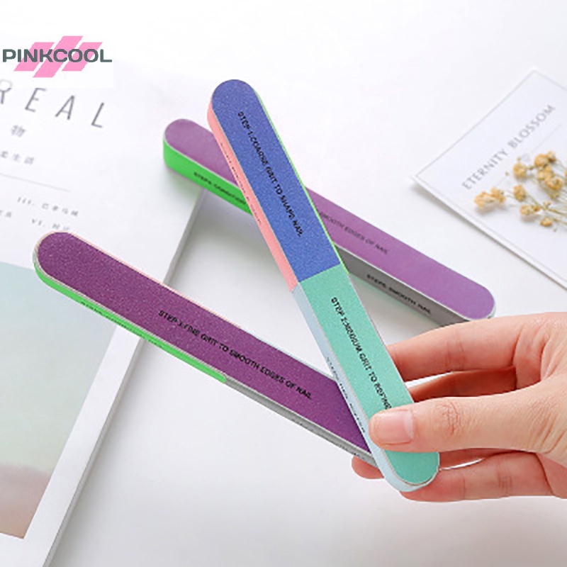 Pinkcool ตะไบฟองน้ํา 7 ด้าน สําหรับตกแต่งเล็บ 1 ชิ้น