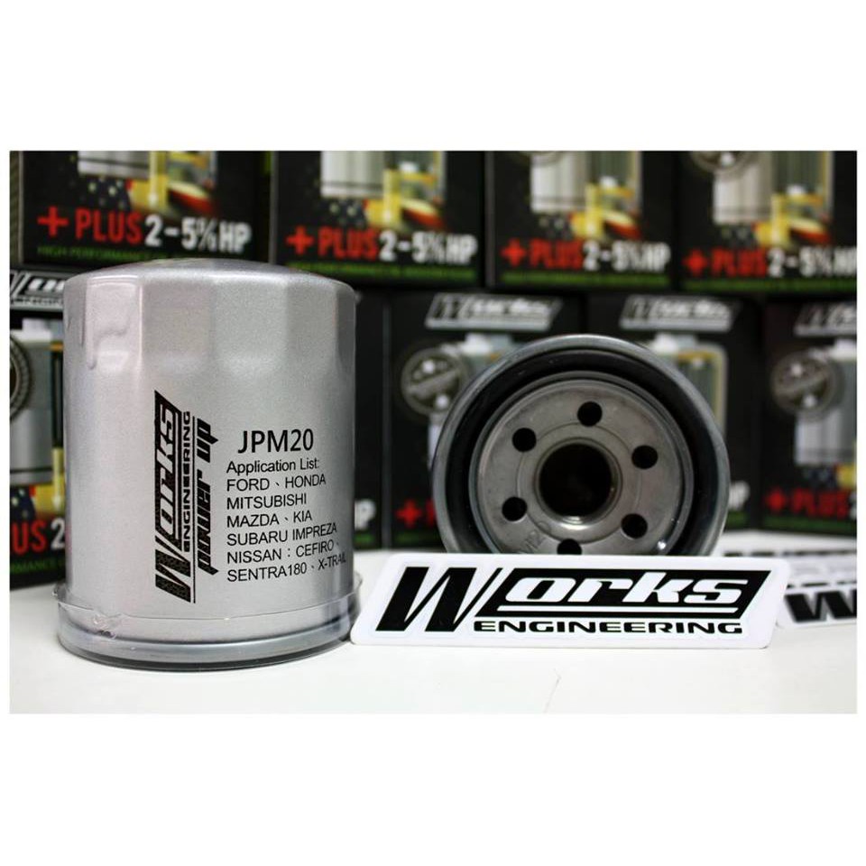ไส้กรองน้ำมันเครื่อง Works Oil filter ไส้กรองเครื่อง JPM20 สเป็ค ตรงทุกรุ่น Honda Subaru Nissan