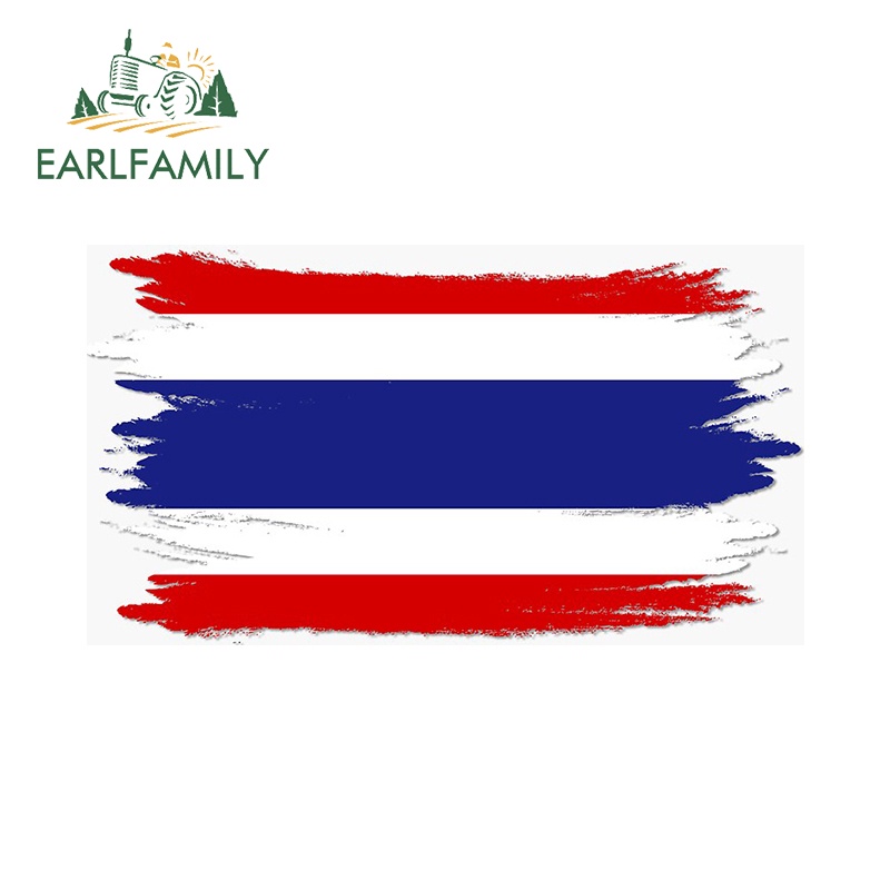 Earlfamily 13 ซม.ประเทศไทยธงรถสติกเกอร ์ หมวกกันน ็ อครถจักรยานยนต ์ กันชนไวนิลกันน ้ ํา Graffti รูปลอกแฟชั ่ น Scartch-Proof รถอุปกรณ ์ เสริม