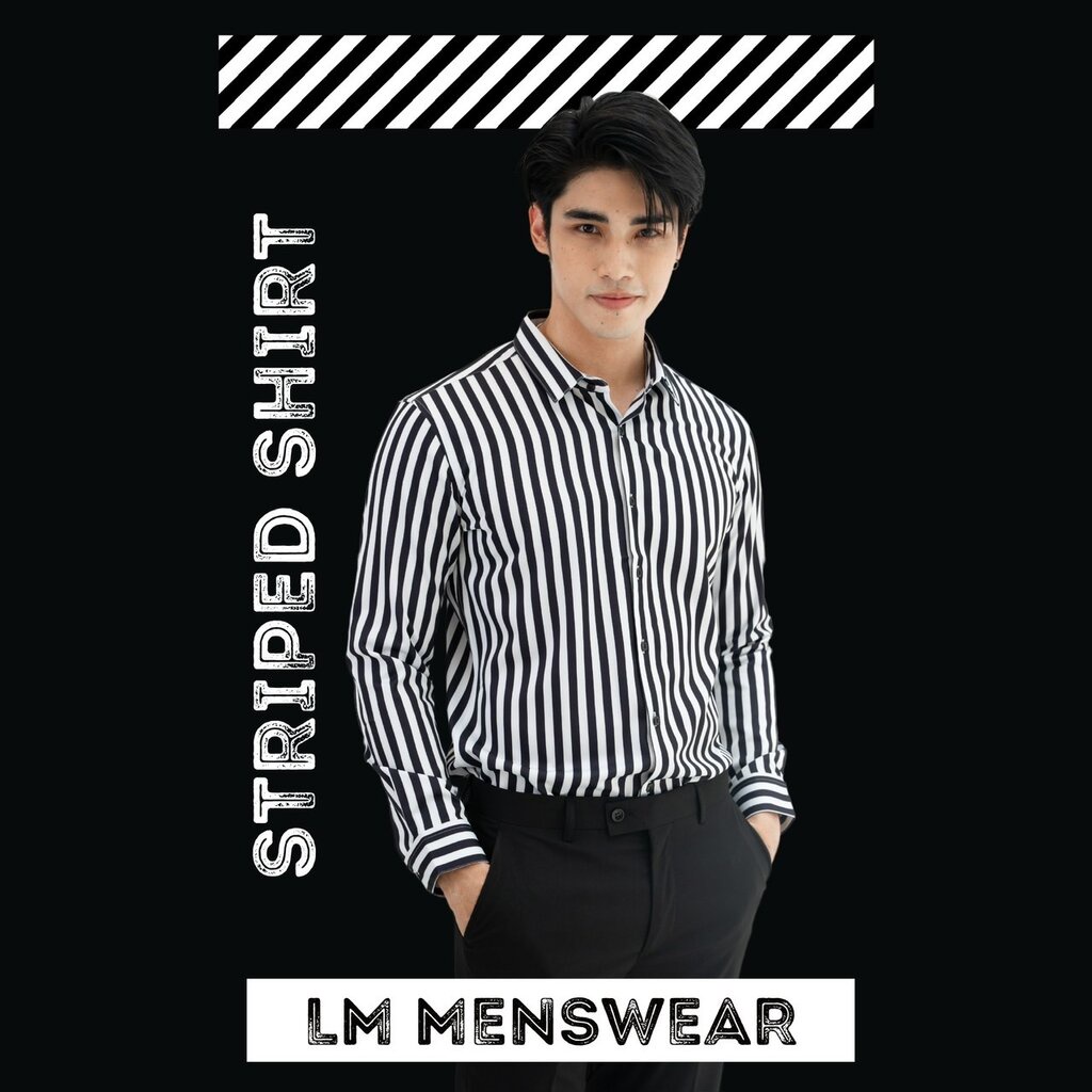 เสื้อเชิ้ตลายทาง คอปกธรรมดา