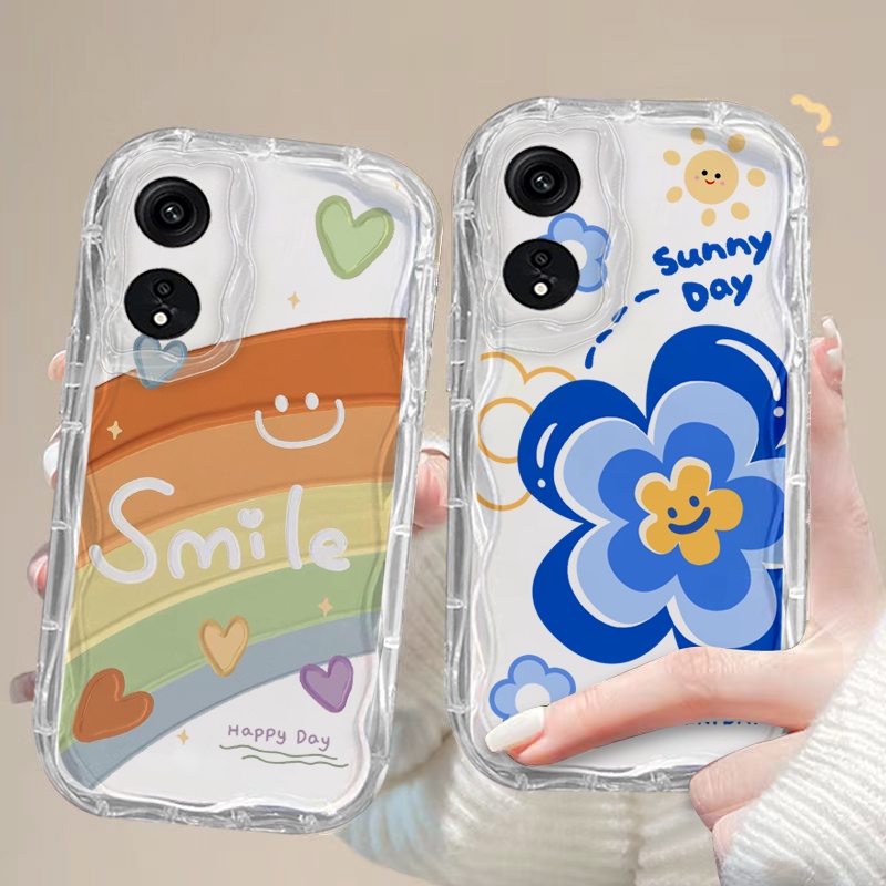 เคส OPPO A17 A17K 4G RENO 8T 5G เคสโทรศัพท์มือถือแบบนิ่ม ใส ลายหยัก แฟชั่น สําหรับ