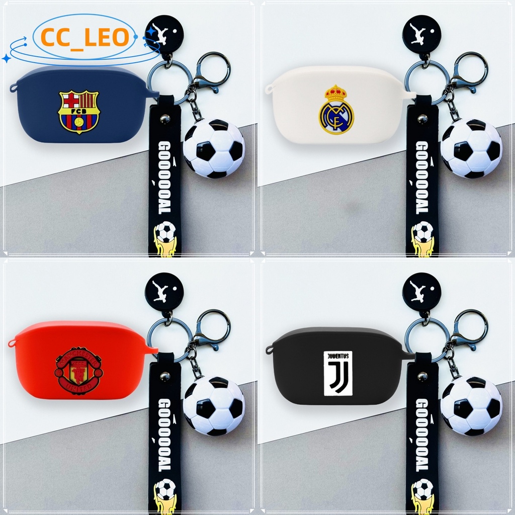 For JBL Wave100 TWS Case Creative Football Keychain Pendant JBL Wave Buds Silicone Soft Case Cartoon