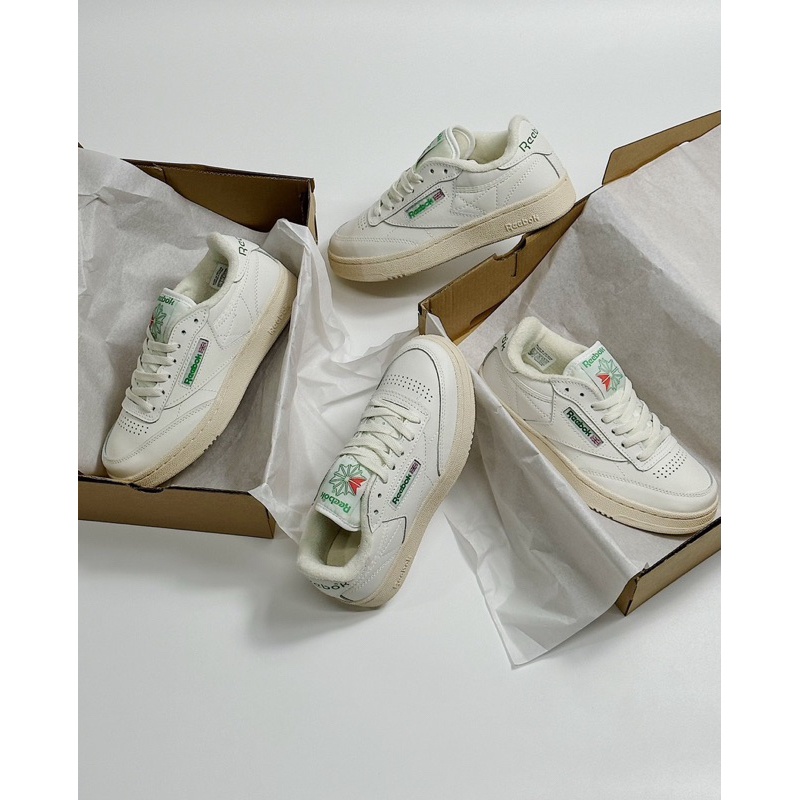 [Ready Stock-jiha Store] Reebok Shoes _ Club C 85 Vintage'White Green' | Real Photo