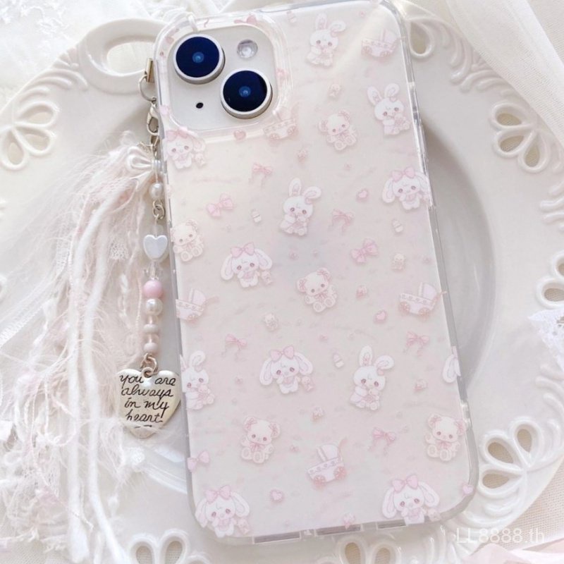 เคสป้องกันโทรศัพท์มือถือ Tpu แบบนิ่ม ลายกระต่าย และหมี กันกระแทก สําหรับ iPhone 15promax 14 12pro 13 11 xsmax xr 7 8plus