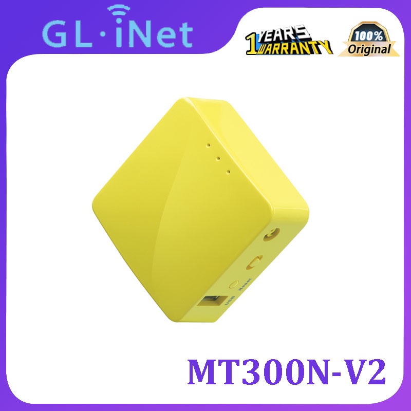 Gl.inet GL-MT300N-V2 (Mango) เราเตอร์ไร้สาย แบบพกพา ขนาดเล็ก VPN ฮอตสปอตมือถือ ในกระเป๋า สะพานทวนสัญญาณ WiFi ตัวขยายช่วง ประสิทธิภาพสูง 300Mbps แรม 128MB