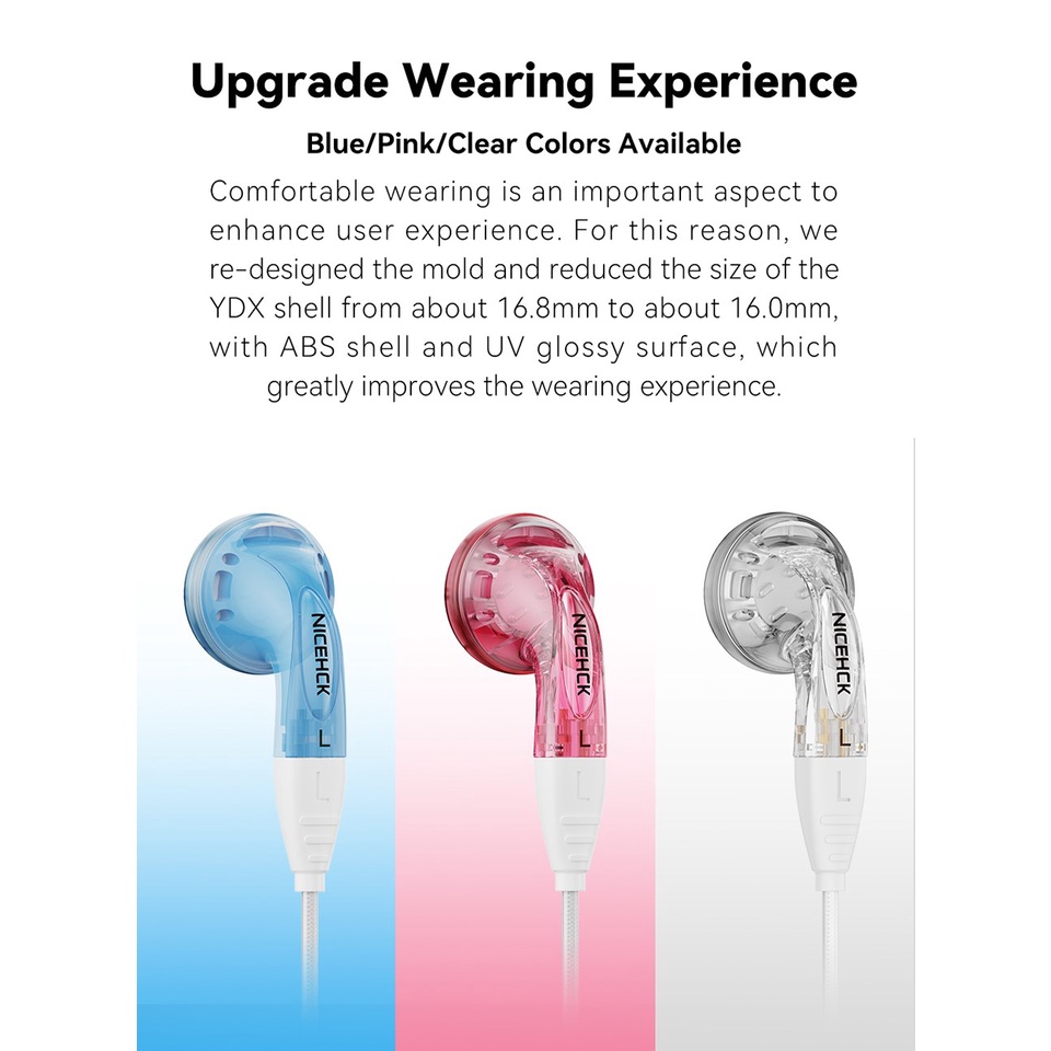 Nicehck YDX ชุดหูฟังไมโครโฟน 14.8 มม. HiFi IEM 0.78 มม. 2Pin ถอดออกได้ สําหรับเล่นเกม