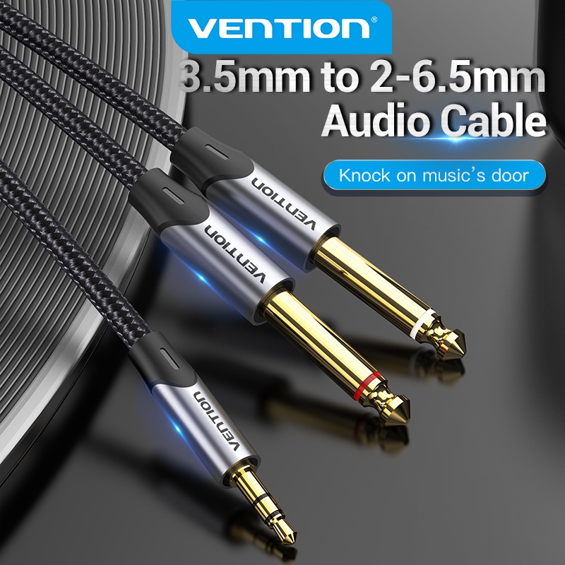 Vention สายสัญญาณเสียง TRS 3.5 มม. ตัวผู้/TS 6.5 มม. ตัวผู้ เชื่อมต่อโทรศัพท์ PC