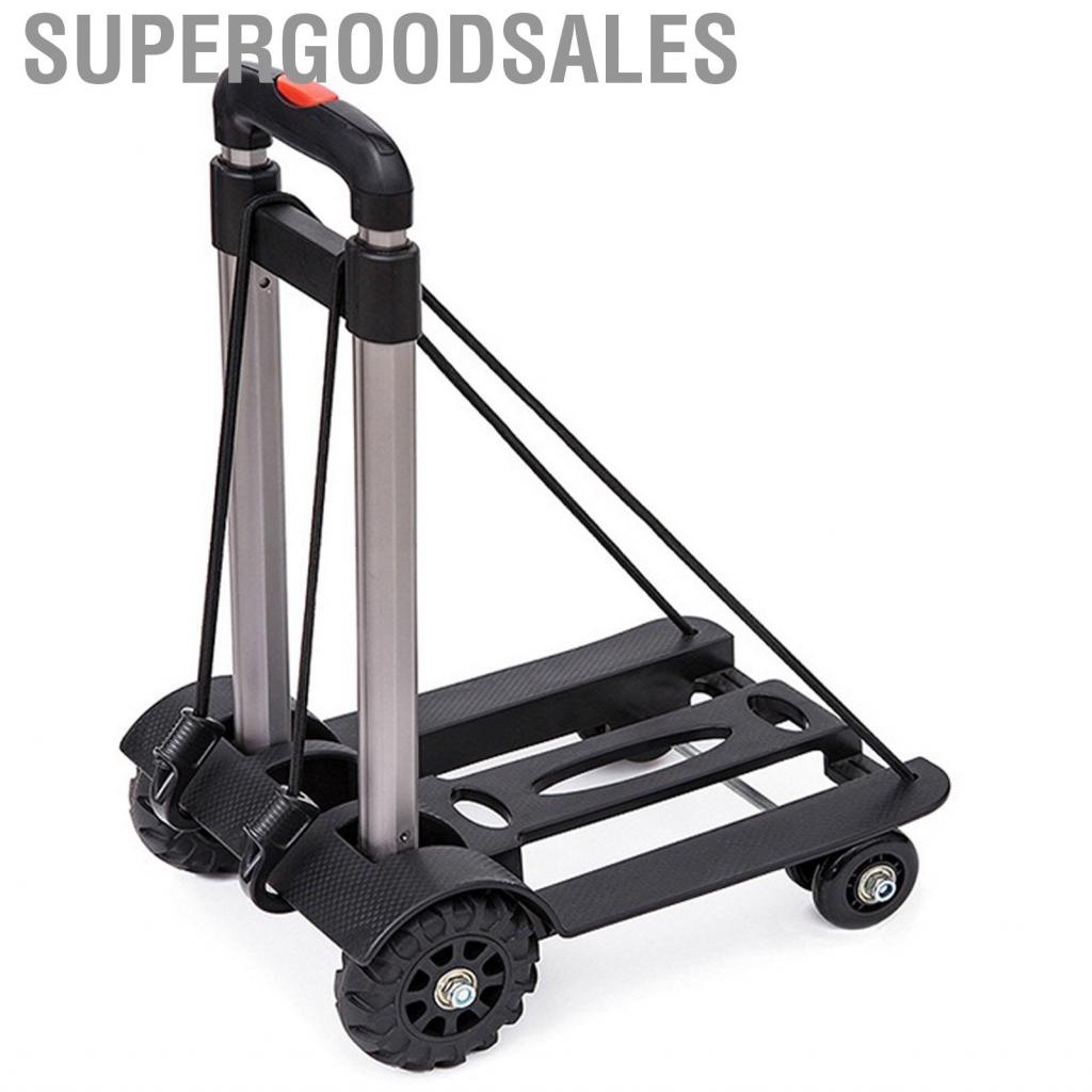 Supergoodsales 4 Wheels Folding Trolley Aluminium Alloy Foldable Hand Truck Luggage Cart for Shopping Grocery