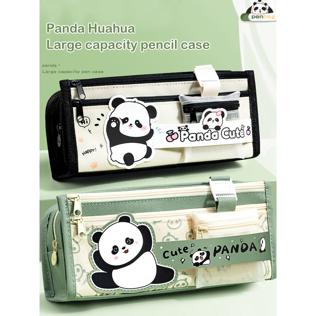 Kawaii กระเป๋าดินสอ กระเป๋าเครื่องเขียน ลายการ์ตูนแพนด้า ความจุขนาดใหญ่ สําหรับโรงเรียน สํานักงาน