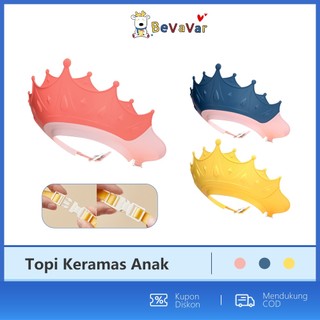 BEVAVAR Topi Mandi Keramas Mahkota Anak Bayi / Baby Shower Cap Pelindung Mata Telinga