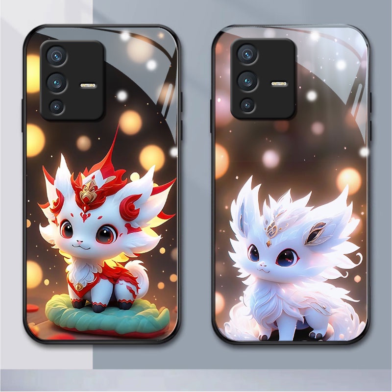 เคสโทรศัพท์มือถือแบบแก้ว กันฝุ่น ลาย Dragon Elfzdiy สําหรับ Vivov29 27Pro v27e v25Pro5g v23e v21 v20 v19 v17 v15 s1 Pro (HB1-1024)