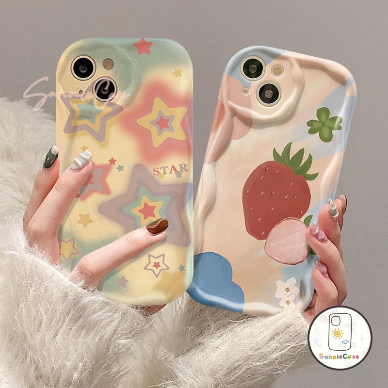 การ์ตูนลูกอมสตรอเบอร์รี่แฟนตาซีสตาร์กรณีโทรศัพท์นุ่มเข้ากันได้ iPhone 15 8 7 Plus 11 15 12 14 13 Pro Max X XS Max XR SE