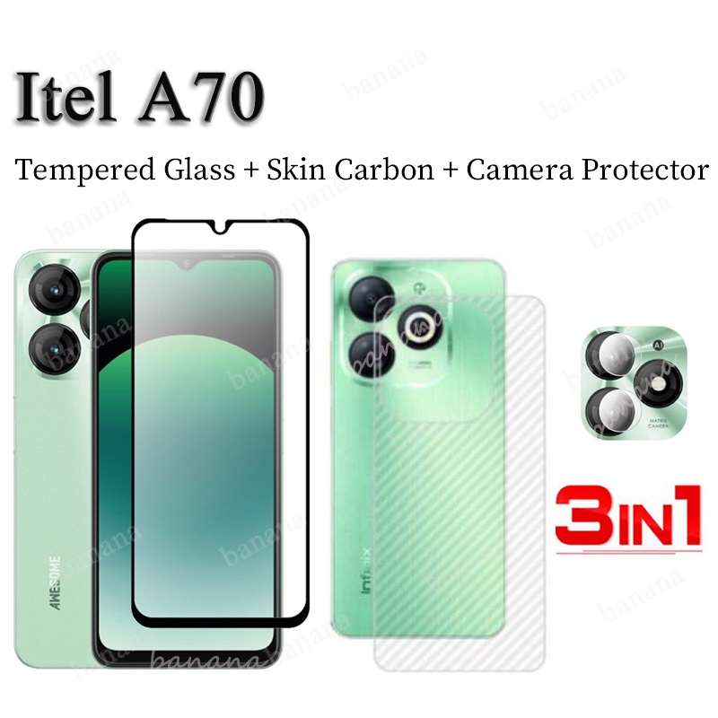 ฟิล์มกระจกนิรภัยกันรอยหน้าจอ สําหรับ ITEL A70 ITEL A70 A7 0 A 70 3 in1