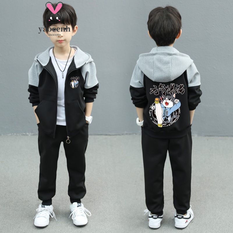 【YAOEENH】เสื้อคาร์ดิแกนกันหนาว ผ้าฝ้ายแท้ มีฮู้ด ขนาดใหญ่ 110-160 ซม. เหมาะกับฤดูใบไม้ผลิ และฤดูใบไม้ร่วง สําหรับเด็กผู้ชาย