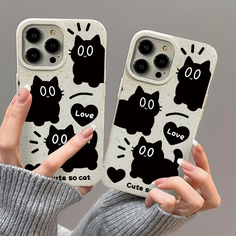เข้ากันได้ iPhone 11 13 For เคสไอโฟน14 15 12 Pro Max X XS XR 6 7 8 14 15 Plus 12 13MINI ลูกแมวน่ารัก รุ่น กรณีกันกระแทก