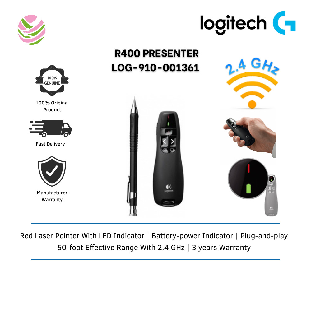 Logitech R400 Wireless Presenter - สีดํา LOG-910-001361