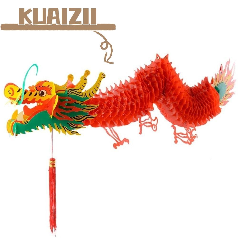 Kuaizii มังกรจีน, เครื่องประดับแขวนเทศกาลฤดูใบไม้ผลิปีตกแต่งกระดาษ, Tensile Mall Decor DIY Garland กระดาษเทศกาล Party